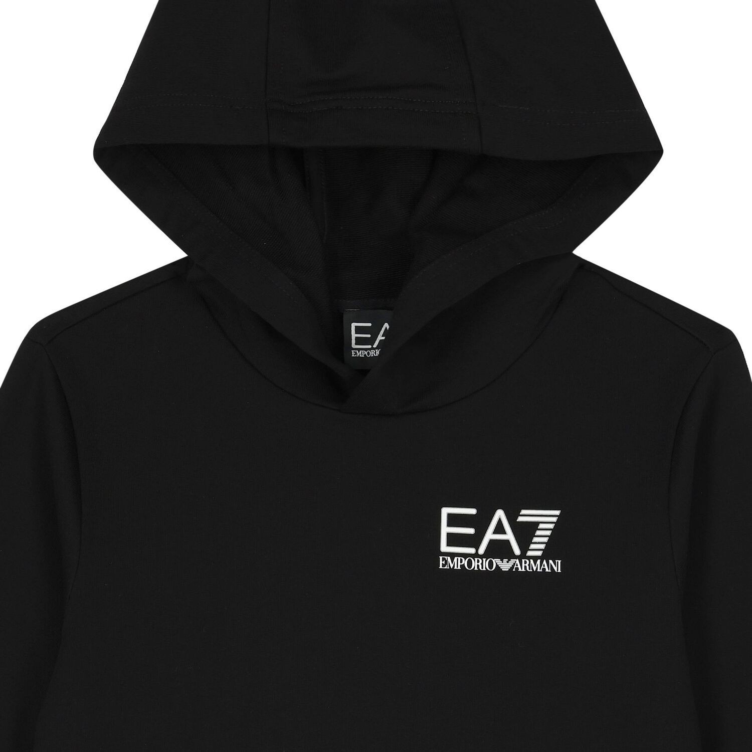 Boys Black Logo Hooded Top, 2, hi-res