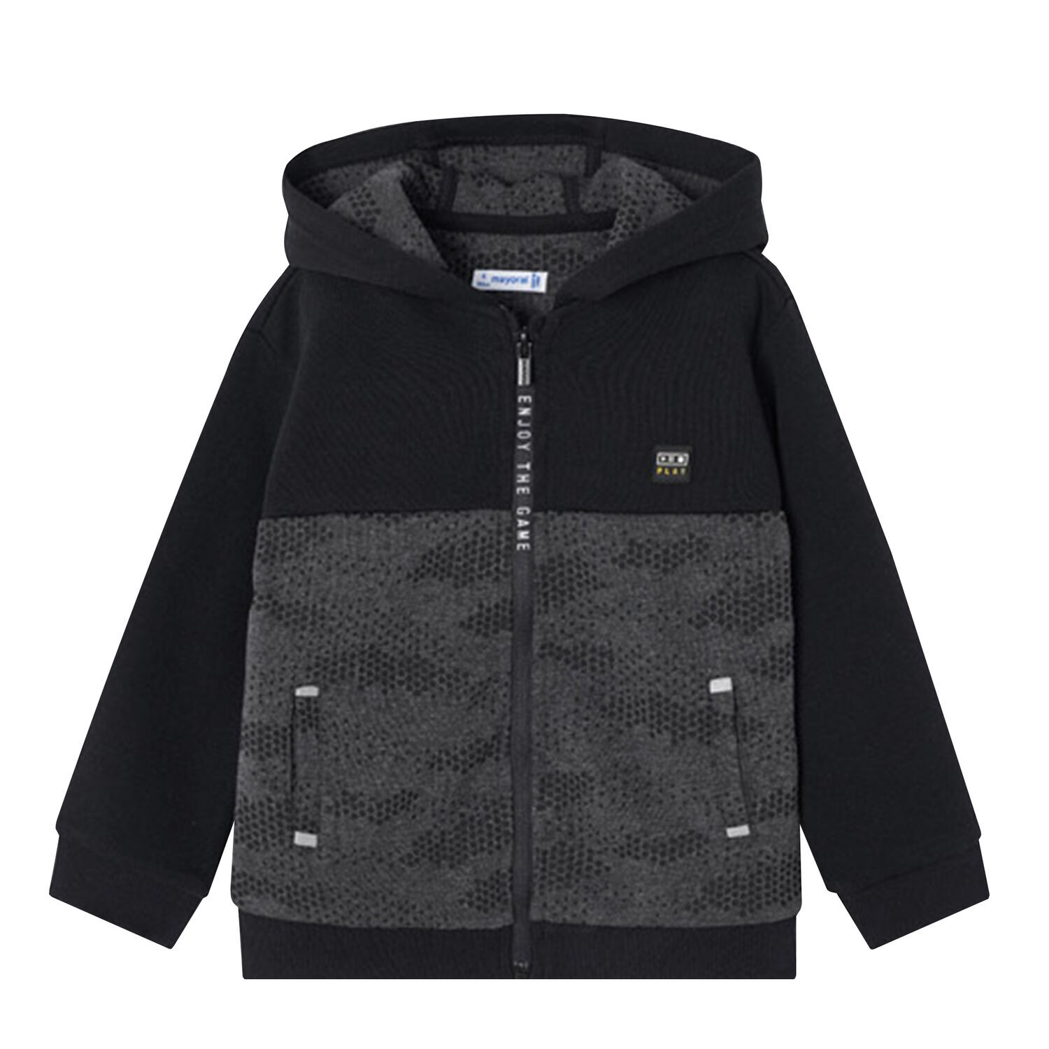 Boys Black Zip Up Top, 1, hi-res image number null