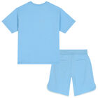 Boys Blue Logo Shorts Set, 1, hi-res