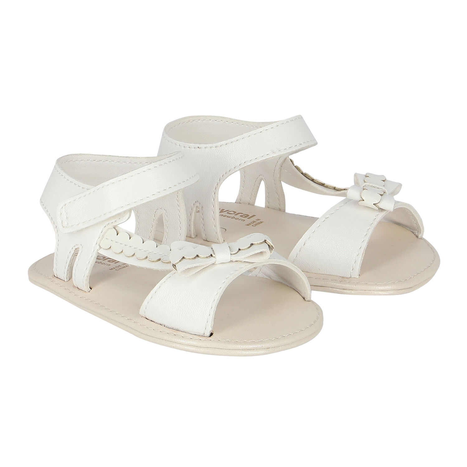 Baby Girls White Sandals, 1, hi-res