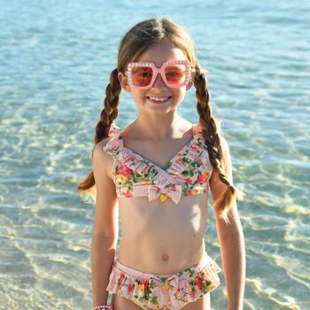 Girls Pink Floral Bikini