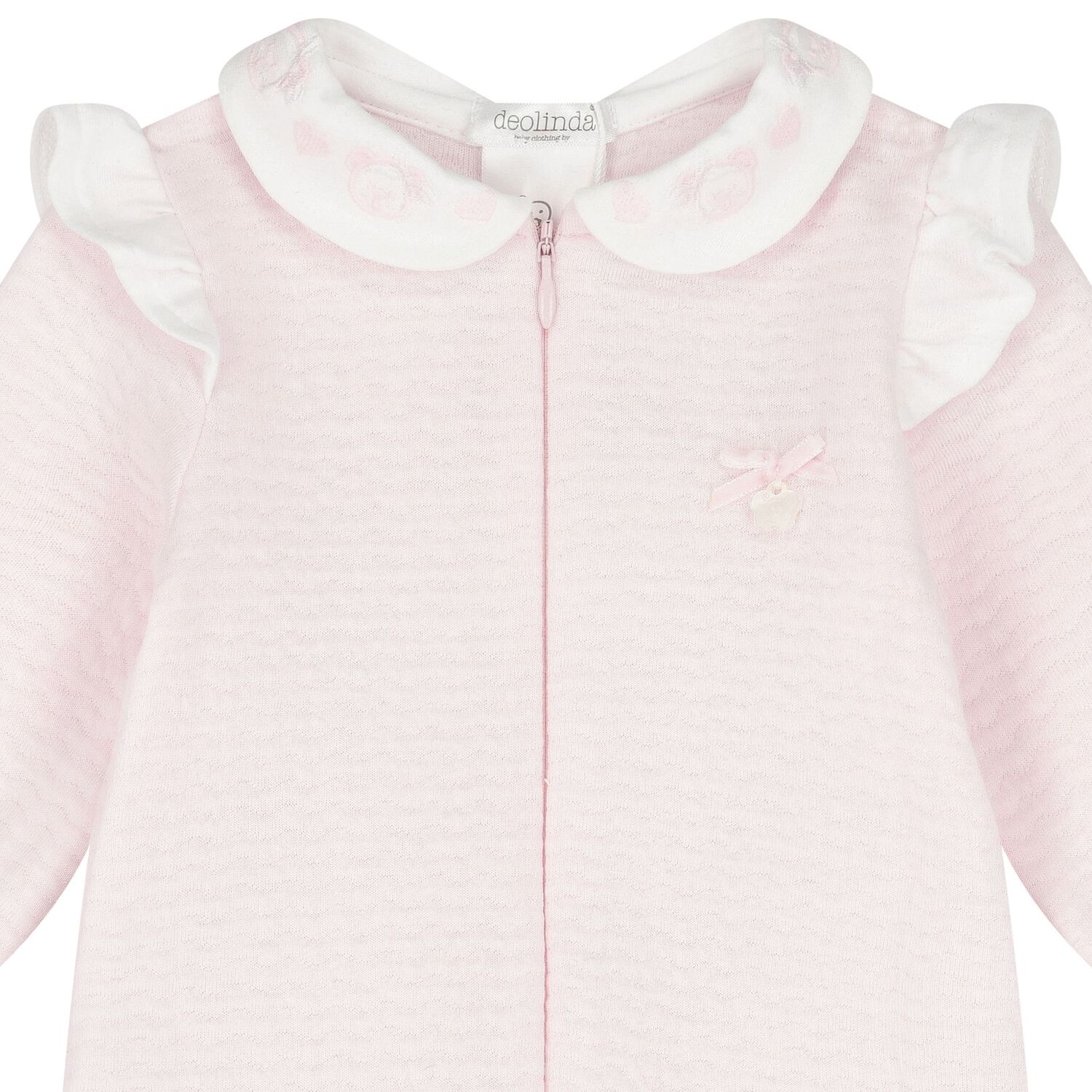 Baby Girls Pink Embroidered Babygrow, 1, hi-res