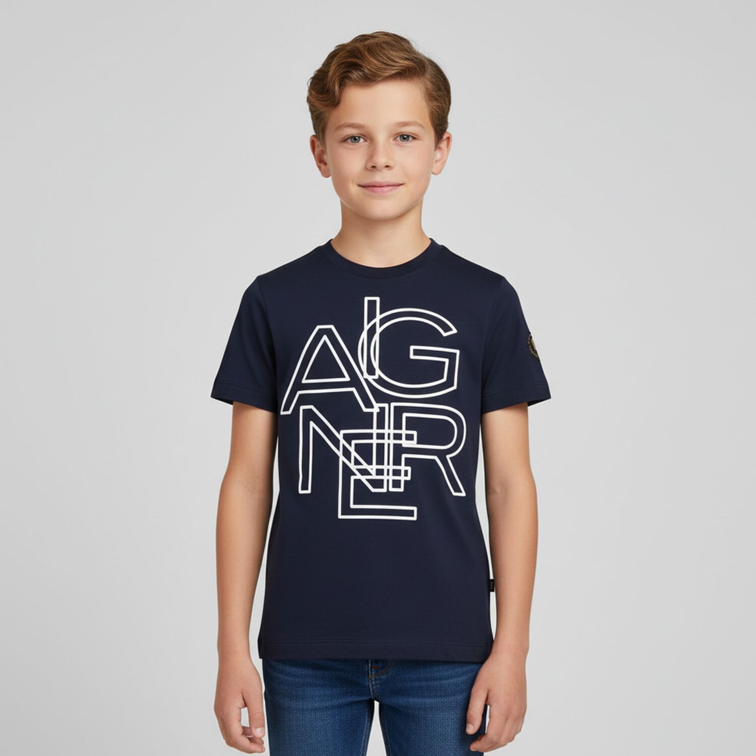 Boys Navy Blue Logo T-Shirt, 2, hi-res