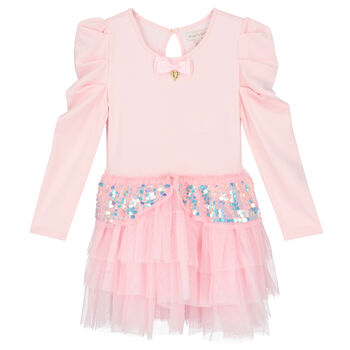 Girls Pink Embellished Tulle Dress