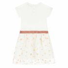 Girls White & Gold Logo Dress, 1, hi-res