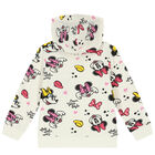 Girls Ivory Minnie Mouse Hooded Top, 1, hi-res