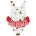 Girls White & Red Raspberries Swimsuit, 2, hi-res