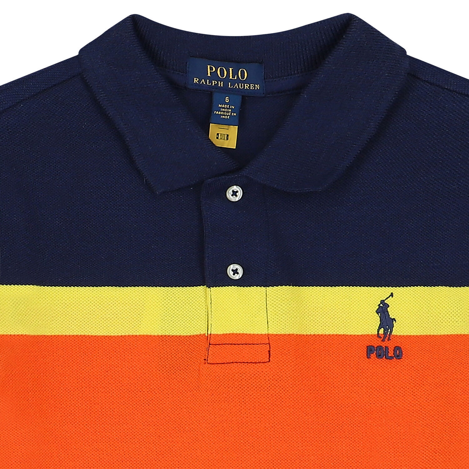 Boys Navy, Green & Orange Logo Polo Shirt, 1, hi-res