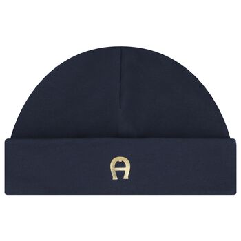 Baby Boys Navy Blue & Gold Logo Hat
