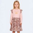 Girls Pink Logo Ruffled Dress, 1, hi-res