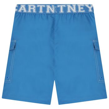 Boys Blue Logo Waistband Swim Shorts