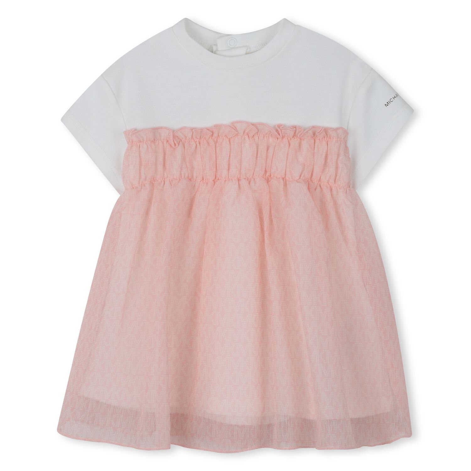 Younger Girls White & Pink Logo Dress, 2, hi-res