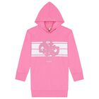 Girls Pink Logo Hooded Dress, 1, hi-res
