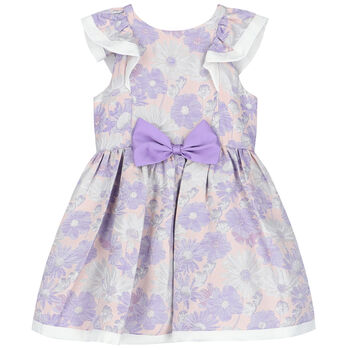 Girls Lilac Floral Jacquard Dress