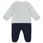 Baby Boys White & Navy Blue Logo Babygrow, 1, hi-res