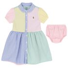Baby Girls Multi-Coloured Striped Logo Polo Dress Set, 1, hi-res
