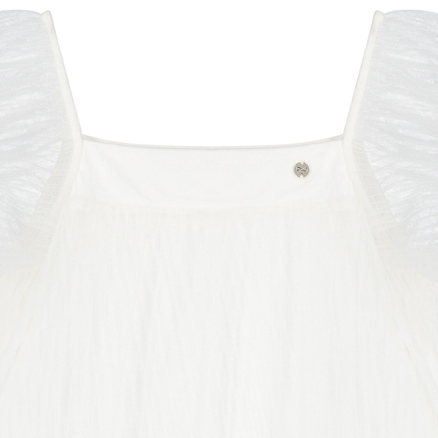 Girls White Pleated Tulle Dress, 1, hi-res image number null