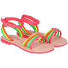 Girls Neon Pink, Yellow & Orange Sandals, 1, hi-res