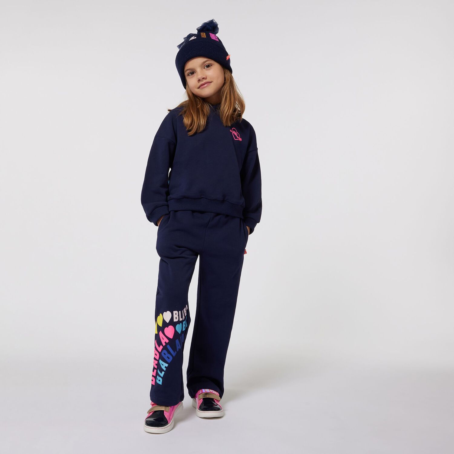 Girls Navy Blue Logo Joggers, 1, hi-res image number null