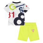 Younger Boys White & Green Logo Shorts Set, 2, hi-res