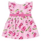 Younger Girls Pink Cherry Dress, 1, hi-res