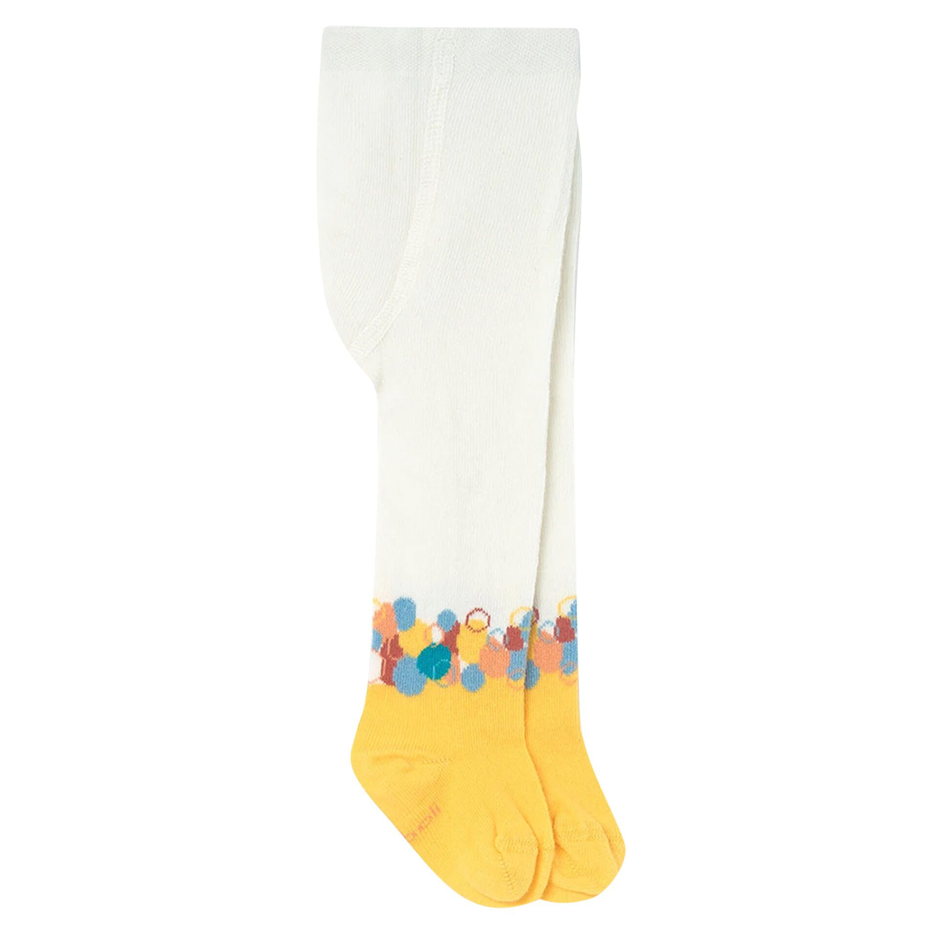 Boboli Younger Girls Ivory Yellow Logo Tights Junior Couture UK
