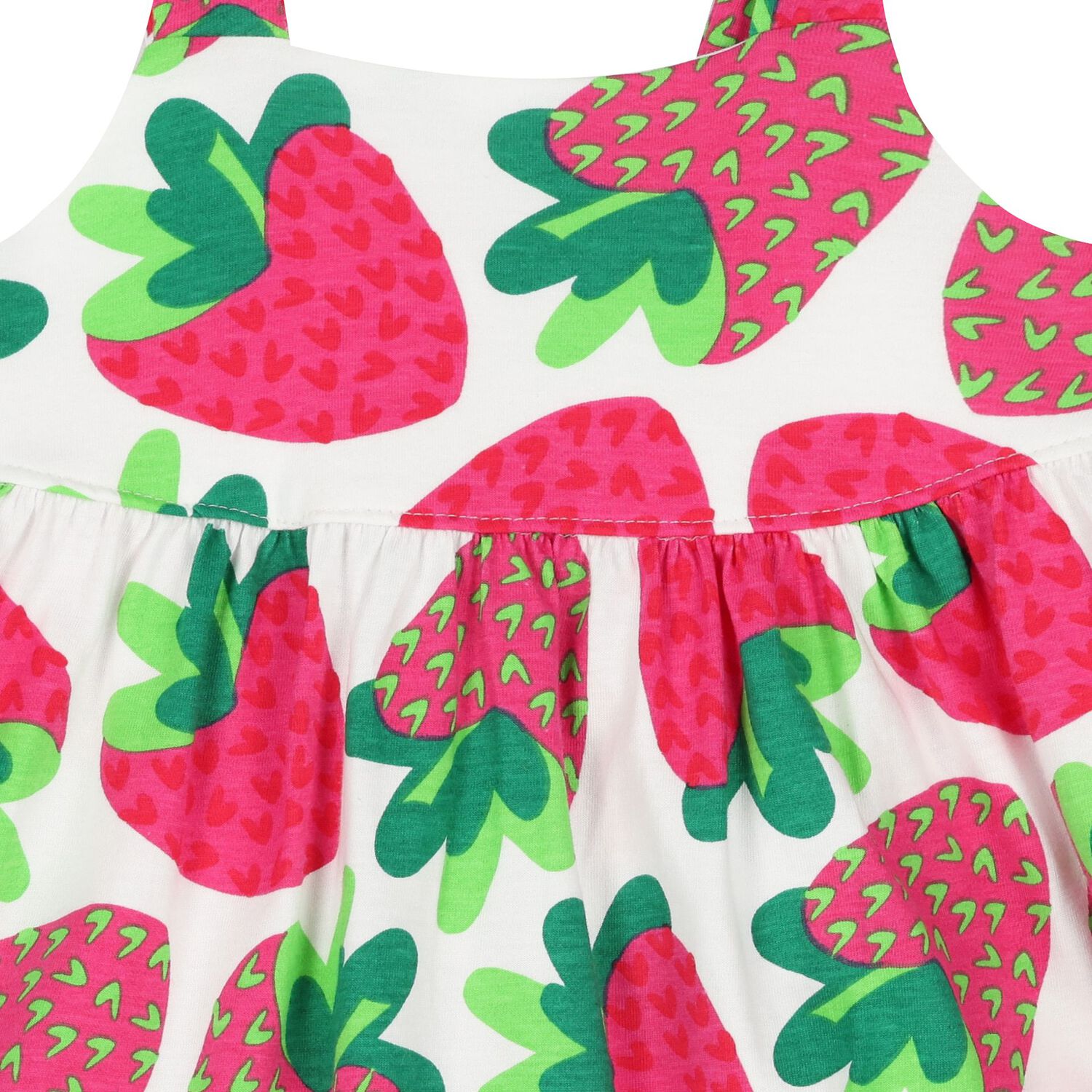 Girls White & Pink Strawberry Dress, 1, hi-res
