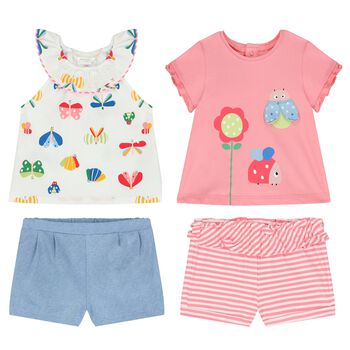 Baby Girls Multi-Colored Short Set (4 Piece)