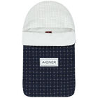 Baby Boys Navy Blue & White Pima Cotton Logo Nest, 1, hi-res