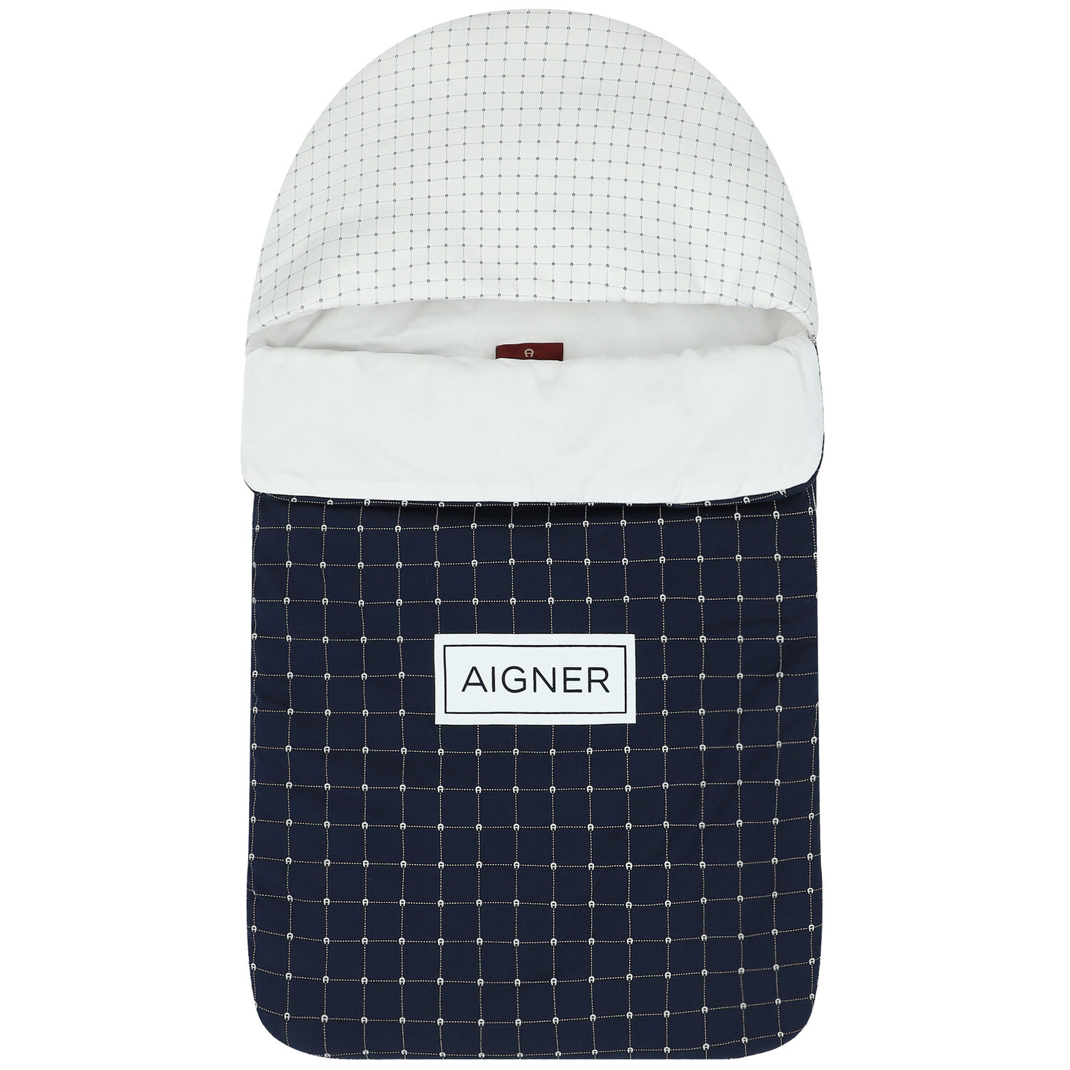 Baby Boys Navy Blue & White Pima Cotton Logo Nest, 1, hi-res