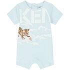 Baby Boys Blue Logo Romper, 1, hi-res