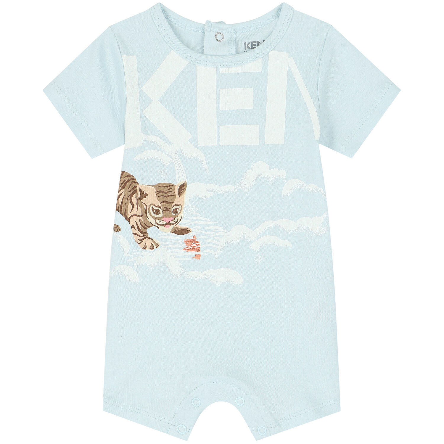 Baby Boys Blue Logo Romper, 1, hi-res
