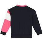 Girls Navy & Pink Logo Sweatshirt, 1, hi-res
