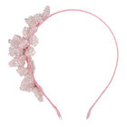 Girls Pink Embellished Crystal Flower Headband, 1, hi-res
