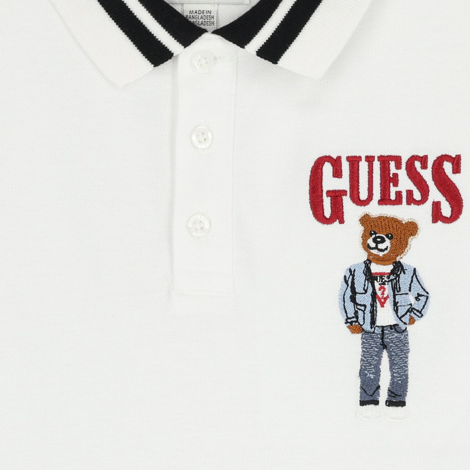 Boys White Teddy Bear Logo Polo Shirt, 1, hi-res
