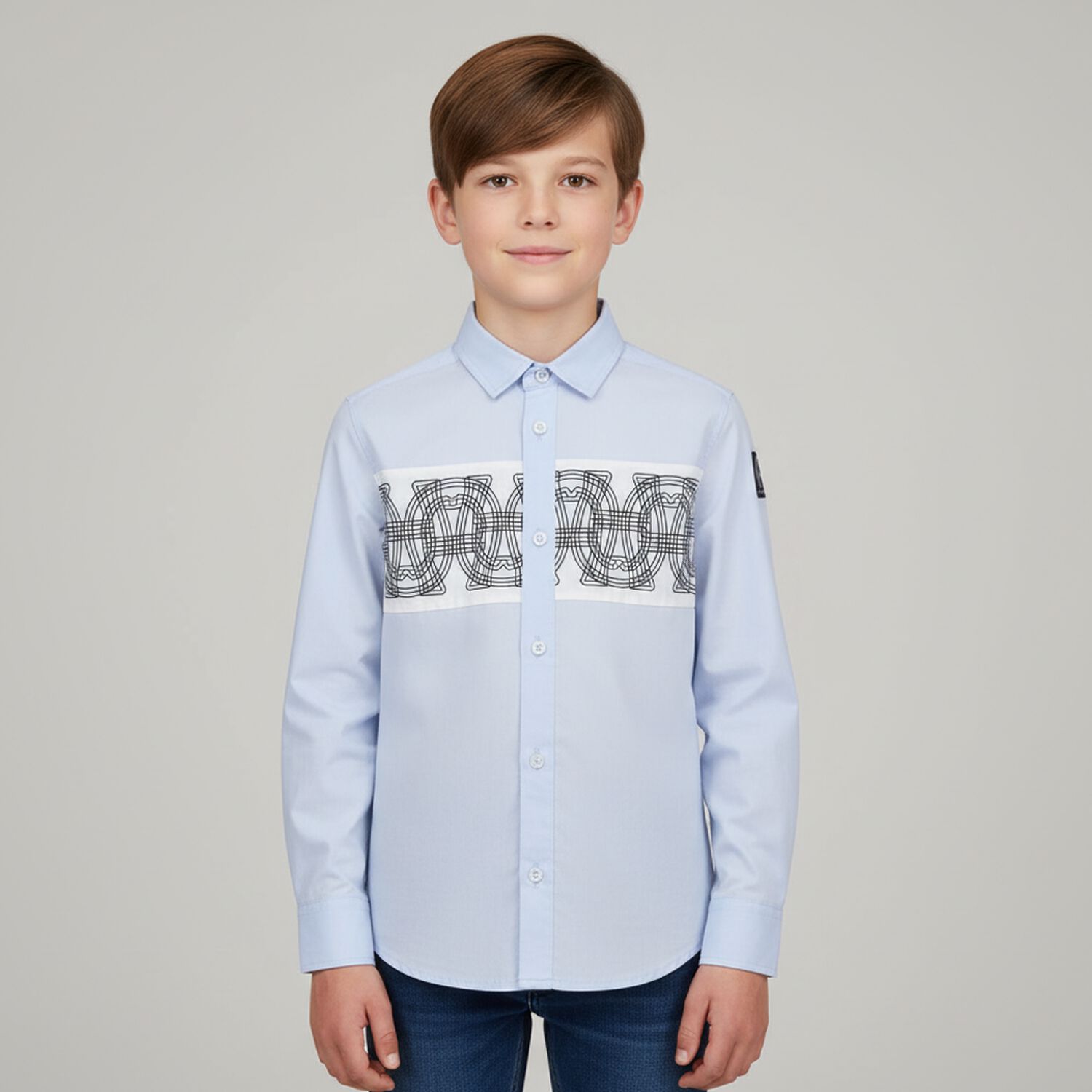Boys Blue Logo Shirt, 1, hi-res