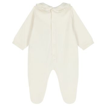 Baby Girls Ivory & Gold Logo Babygrow