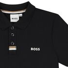 Boys Black Logo Polo Shirt, 1, hi-res