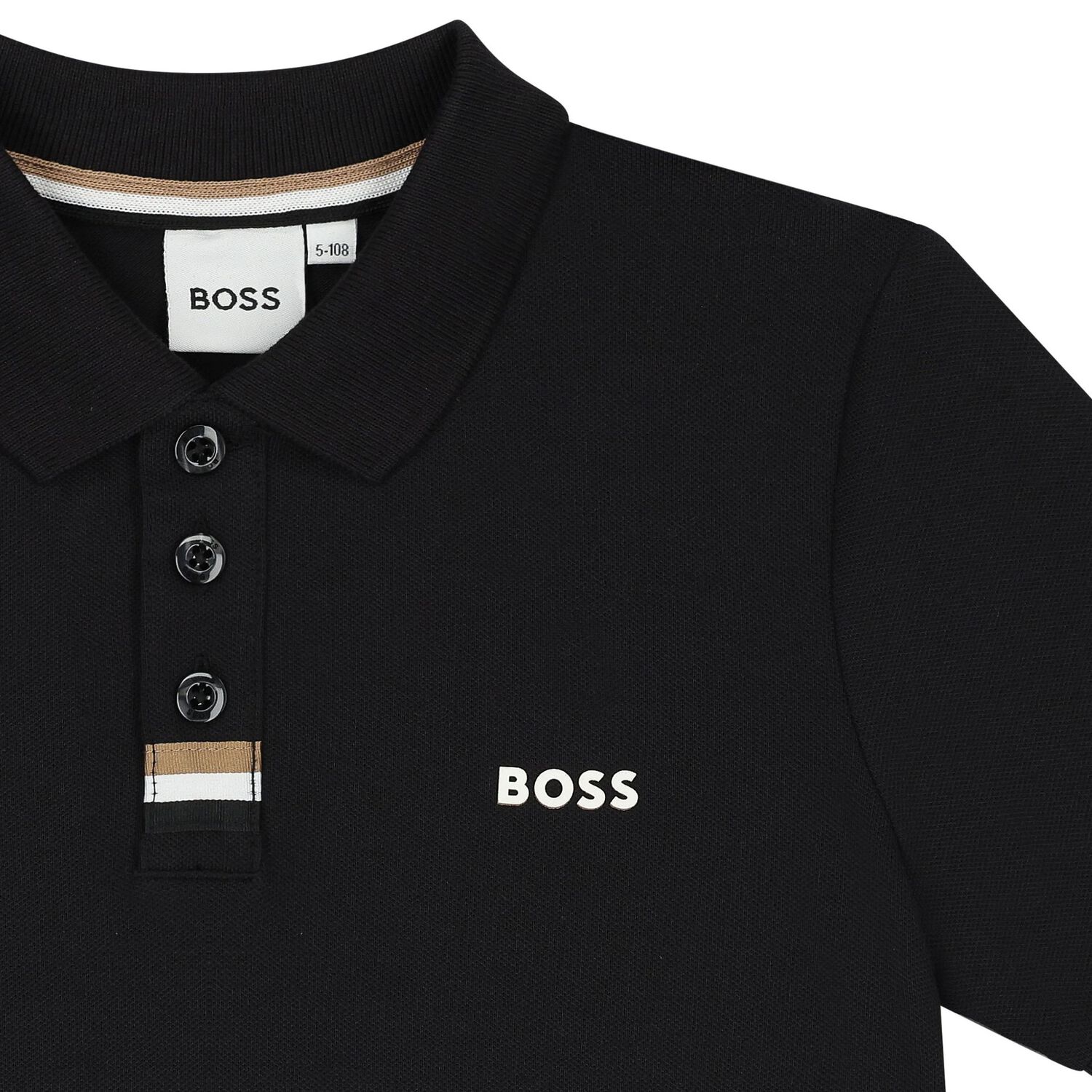 Boys Black Logo Polo Shirt, 1, hi-res image number null