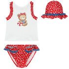 Baby Girls Red Teddy Bear Swim Set, 1, hi-res