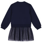 Girls Navy Blue Sequin Star Dress, 1, hi-res