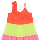 Girls Orange, Yellow & Pink Tiered Dress, 1, hi-res