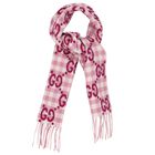 Girls Pink Logo Check Scarf, 1, hi-res