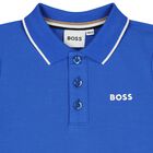 Younger Boys Blue Logo Polo Shirt, 1, hi-res