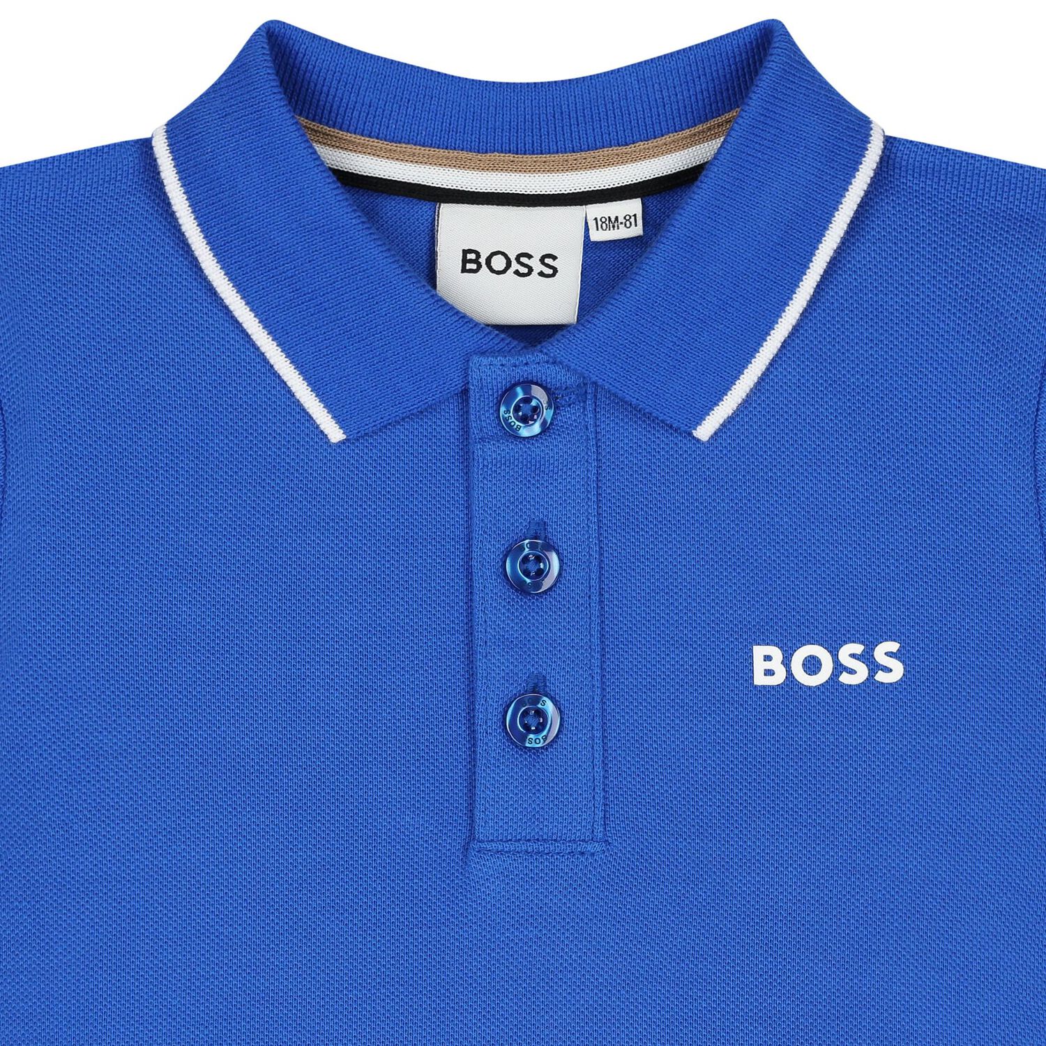 Younger Boys Blue Logo Polo Shirt, 1, hi-res