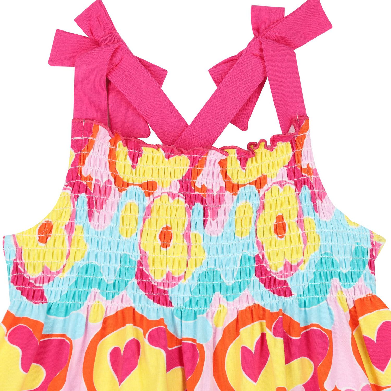 Girls Pink & Yellow Floral Dress, 1, hi-res