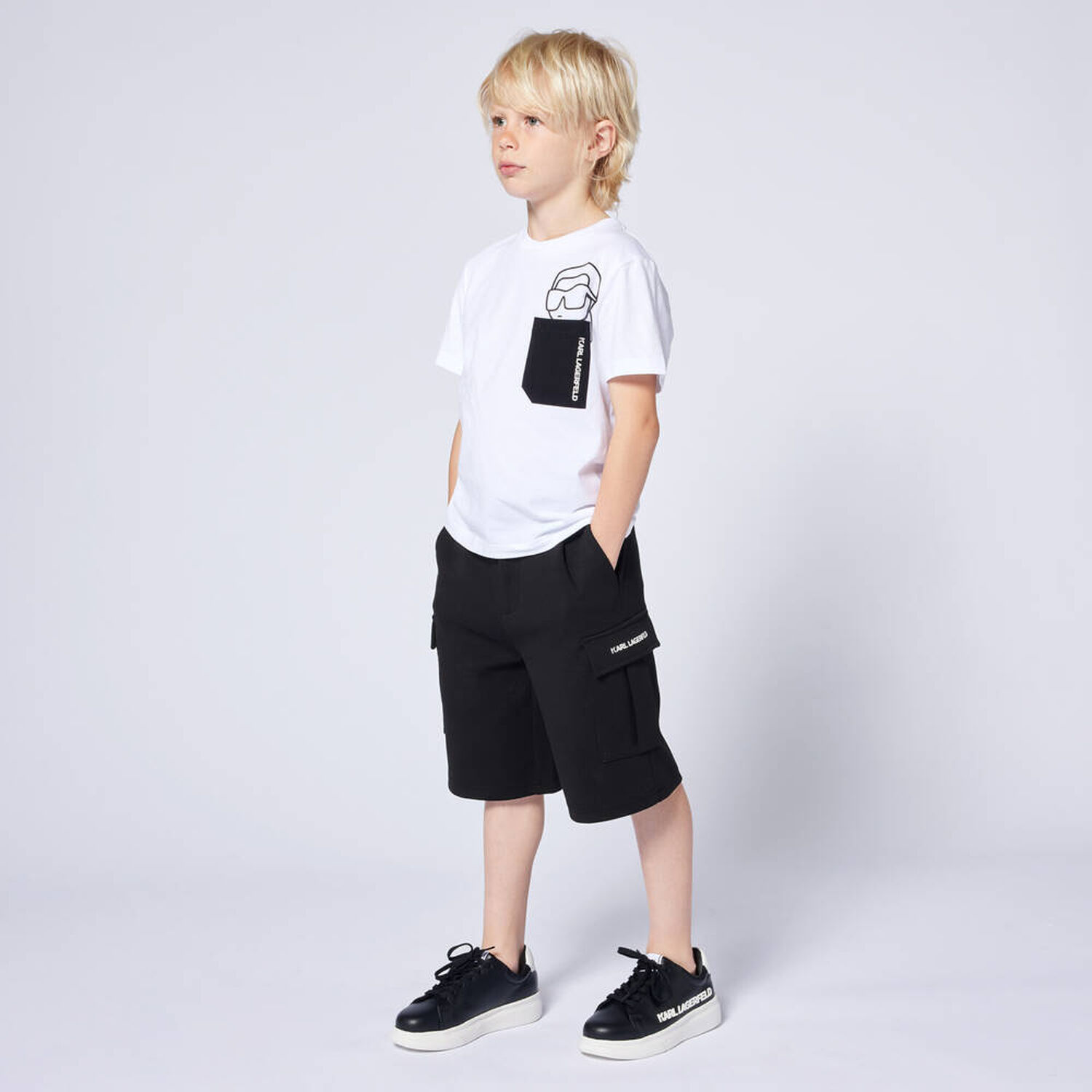Boys Black Logo Shorts, 1, hi-res