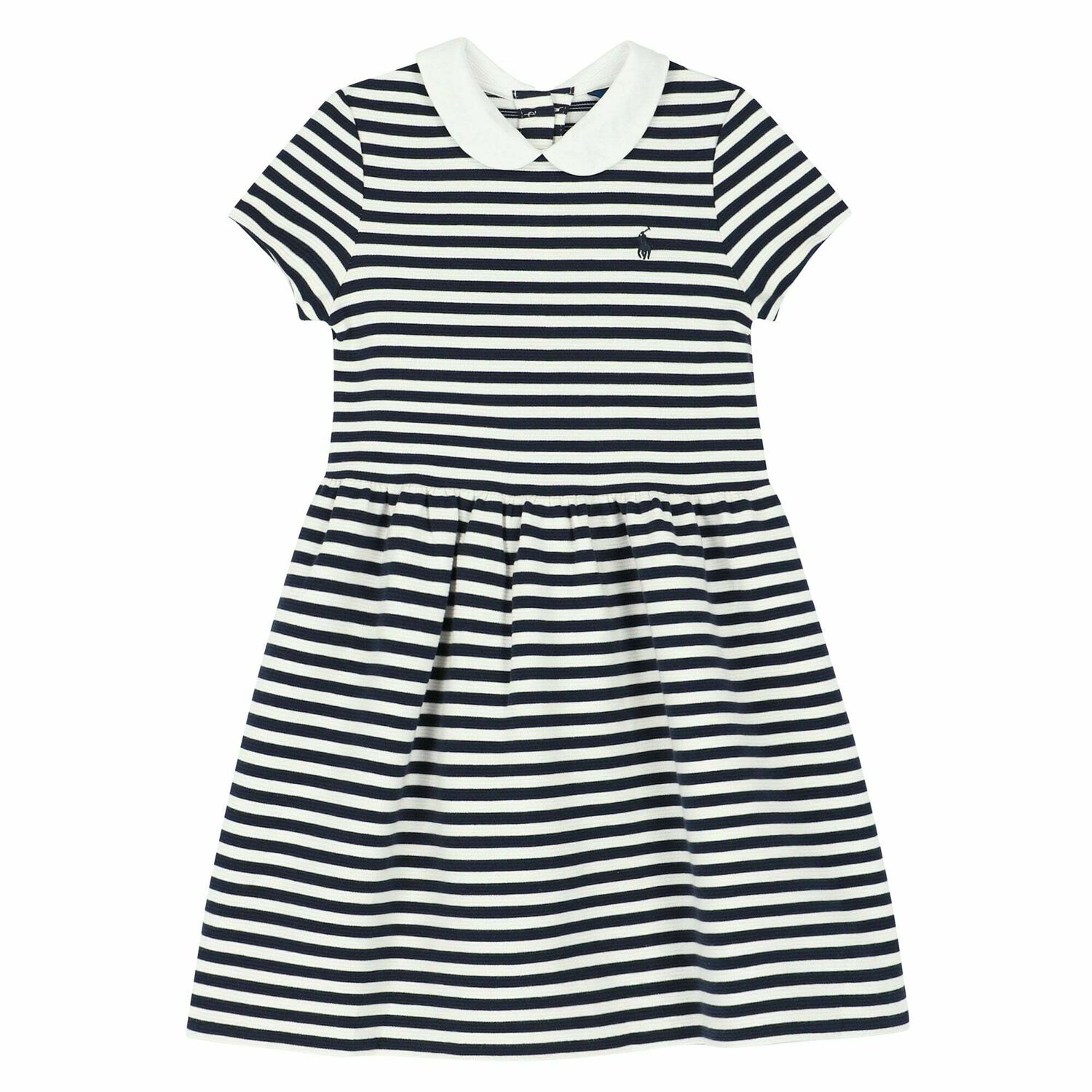 Girls White & Navy Logo Dress, 1, hi-res image number null