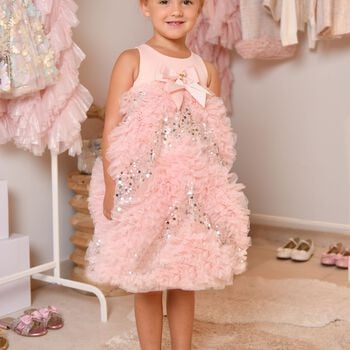 Girls Pink Sequin Tulle Dress