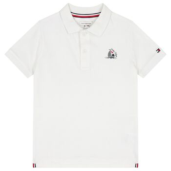 Boys White Logo Sailboat Polo Shirt